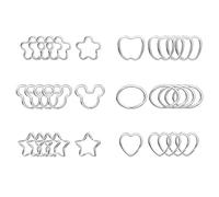 30pcs portachiavi creativo mix 6 forme argento metallo piatto Split portachiavi catene anelli artigianato fai da te per casa etichetta auto ufficio cordini chiavi attaccamento regalo