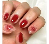 30pcs Short Almond Press On Nails False Nails Set Artificiale Acrilico Con Un Unico Disegni Bowknot Disegni False Nail