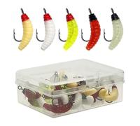 30pcs Soft Maggot Baits Bread Lure Artificial Fishing Lures with Hook for Tackle Accessories