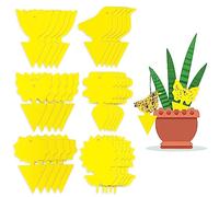 30pcs Trappola per Mosche Appiccicose Adesivo,Plant Flycatcher Innestabile Trappole per Piante,Trappole Adesive per Mosche, Mosca Bianca,Afidi, Leaf Miner, Tarme - Moscerini Trappola Casa.Giallo