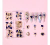 30pezzi 3D Nail Charms For Nail Art 3D Decoration Set Gold Base Nail Studs Colorful Blue Heart Nail strasss Crystals Nail Art Jewelry For Actylic Nails DIY Nail Gems Nail Suppliesdecorazioni per unghi