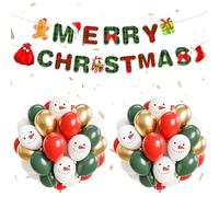 30Pezzi Decorazioni Natalizie con MERRY CHRISTMAS Ghirlande e Neve Uomo Palloncini Festa Compleanno Oro Rosso Verde, Natale Decorazioni per Interno