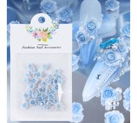 30pezzi Kawaii Blue Carved Roses Nail Charms Roses Flower Nail Parts Valentine's Day Decoration Nail Accessories For Nail Art Supplies Professionals DIY Nail Gemsdecorazioni per unghiecharm unghiedeco