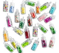 30Pezzi Mini Bottiglie di Vetro con Glitter, Collane con Pendente a Bottiglia, Orecchini Fai da Te (Casuale)
