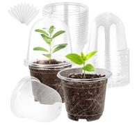 30Pezzi Vasi da Vivaio Trasparenti con Cupola di Umidità, 10cm Vasi da Fiori in Plastica con 10 Etichette e Fori di Scarico per Succulente, Semi, Piantine, Vasetti per Piantine La Semi Semina Vivai