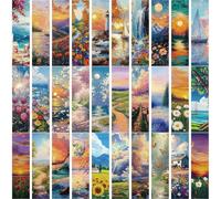 30pieces Scenic Art Pattern Bookmarks Reading Aid For Book Lover Writer Student Paper Marker Book Page Divisore Nature Bookmarks Set