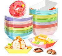 30pz/10pz/2pz - Vassoi usa e getta in carta colorata a forma di barchetta per alimenti, barchette in carta kraft e neon per alimenti, vassoi in carta colorata per servire snack, popcorn, dessert, frut