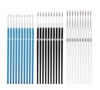 30pz Pennello a Punta Fine, Pennello con Punta Piccola con 3 Dimensioni #0#00#000 per Rivestimento per Acquerello Olio Acrilico Arte del Viso Pittura in Miniatura (Azul, Negro, Blanco)