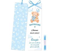 30pz Segnaposto Segnalibri Battesimo Bimbo Orsetto Bigliettini Segnaposto Bomboniera Bambino Ringraziamento Allestimento(Blu Bimbo)
