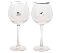 30th Anniversario Gin Vetro Set Iridescente Cresta Occhiali Con Argento Parole