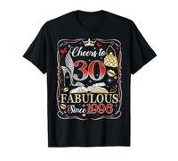 30th Birthday Women Cheers to 30 Years Fabulous Since 1996 Maglietta