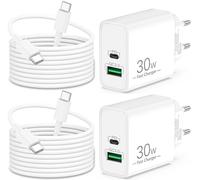 30W 2-Porto Caricatore per iPhone 16/16e/15 Pro Max/Plus, Caricabatterie per Apples iPad Pro/Air, iPad 10/11 Generazione, Accessori USB-C Carica Batteria Rapido + Originale Tipo C Cavo 2M