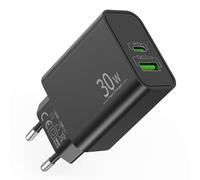 30W 2-Porto USB C Caricatore per Samsung Galaxy S25 S24 S23 S22 S21 Ultra FE 5G A55 A54 A53 A52, Note 20 10, Charger Rapido Caricabatterie Tipo-C USB-A Alimentatore Carica Batterie per 45W/25W/18W