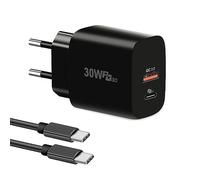 30W Caricatore USB C da Muro,Cshare PPS PD QC 4.0 Alta Velocità Carica Rapida Caricabatterie per iPhone 13/12/11/Pro Max Google Pixel 6 Pro,Samsung Galaxy S22 Ultra/S21 Note20 con 2 m USB-C Cavo