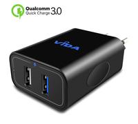 30W Ricarica Rapida Caricatore da Parete Muro USB Doppia Porta Quick Charge 3.0