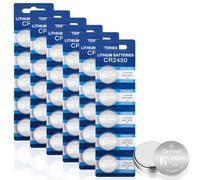 30x CR2450 3V Lithium Battery, CR 2450 Batterie a Bottone al Litio 3V, Pila 2450 3V, Per l'uso Quotidiano in Dispositivi Come Telecomandi, Chiavi Auto, Calcolatrici, Bilance