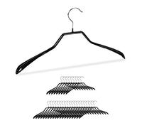 30x Grucce per Completi in Set, per Giacche con Spalle Larghe, Antiscivolo, Stampelle Gommate, in Metallo, Nere