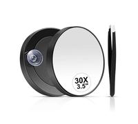30X Magnifying Mirror, Small Magnifying Mirror with Suction Cup and Tweezers, As