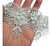 30x White Grape Flowers Pearl Lace Trim Ribbon Embroidered Knitting Wedding Dress Handmade Patchwork Sewing Supplies Crafts(Green)