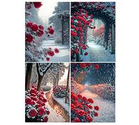 30x40 CM || DCIDBE 4 Pack Diamond Painting 5D Rosa nella Neve - Fai Da Te Pittura Diamante Amore Romantico - Cristallo Decorazione Domestica - Regalo per la Famiglia/Matrimonio/Compleanno