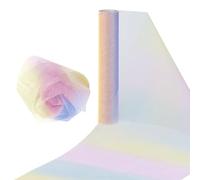 30x9m Arcobaleno Nastro in Tulle Sfumato Scintillante, Tessuto Decorativo in Tulle Glitterato, Rotolo di con Paillettes, Nastro in Tessuto di Organza per Tutù Regalo Mestiere