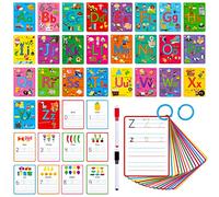 31 Flash Card Alfabeto, Stampa Fronte-Retro Cancellare a Secco Lettere Vista Parole e Numeri Carte di Apprendimento Lettere Tracing Pratica Carte per Scuola Materna, Scuola Materna