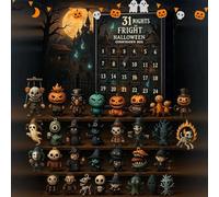 31 Nights of Fright,Halloween Countdown Box with Figurines, Halloween Advent Calendar Gift Box Set, Scary Doll Collectible Horror Figures, Hanging Charms and Mini Decorations
