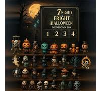 31 Nights of Spavent, scatola per conto alla rovescia di Halloween con statuette, calendario dell'avvento di Halloween, confezione regalo aggiornata 2025, figure horror da collezione, ciondoli da