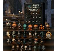 31 Nights of Spavent, scatola per conto alla rovescia di Halloween per 15 giorni con statuette, calendario dell'avvento di Halloween, confezione regalo 2025, figure horror da collezione, ciondoli da