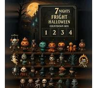 31 Nights of Spavent, scatola per conto alla rovescia di Halloween per 7 giorni con statuette, calendario dell'avvento di Halloween, confezione regalo 2025, figure horror da collezione, ciondoli da