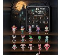 31 notti di paura - Calendario dell'Avvento 2025, scatola per conto alla rovescia di Halloween, bambola spaventosa, da collezione, con ciondoli da appendere, mini decorazioni (15 giorni, #A)