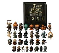 31 Notti di Terrore, Ciondoli da Appendere e Mini Decorazioni con Figurine, Set Regalo Calendario dell'Avvento di Halloween, Figure Horror da Collezione - 7 pezzi