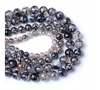 31 perline in agata nera con vena di drago, 12 mm, per la creazione di gioielli e braccialetti fai da te