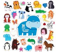 31 Pezzi Adesivi in Gel di Animali, Spessi per Finestre e Porte, Rimovibili e Riutilizzabili per Bambini, Casa, Aula, Asilo Nido, Forniture per Feste a Tema Animali (Non Commestibili)