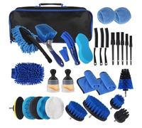 31 Pezzi Kit Pulizia Auto Pratica Borsa Inclusa,Set Completo di Lavaggio Auto per Interni ed Esterni, Spazzole Detailing, Spugne Lucidanti, Spazzola per Pneumatici,Spazzola per Trapano