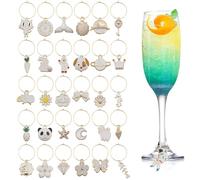 31 Pezzi Segnabicchieri Marcatori di Ciondoli per Bicchieri di Vino, Spiaggia a Tema Identificazione dei Tag Segna Bicchieri Calici Charms per Calici, Decorazioni per Feste Degustazione di Vini