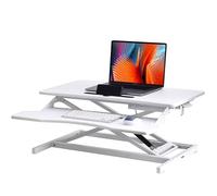 31 Pollici Regolabile Sit to Stand Up Desk Workstation, Altezza Regolabile Riser, Sit to Stand Dual Monitor e Laptop Workstation con Ampio Vassoio Tastiera(Color:white)