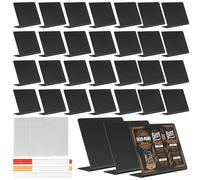31 Pz Mini Lavagna Piccola, Lavagnetta Cancellabile Piccola, Cartellini Prezzi a L, Lavagnette Cancellabili Segnaposto Tavolo, Lavagna da Tavolo per Buffet(100x75 mm)+ 3 Pennarelli a Gesso/2 Panni