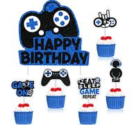 31 topper per cupcake con videogiochi, decorazioni per torte e videogiochi, decorazioni per feste a tema gioco, striscioni per giochi per bambini e ragazzi (blu)