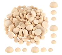 310 Pz Mezze Sfere Legno, Palline di Legno, Perline in Legno Naturale, Mezza Palline in Legno, Mezze Sfere di Legno, Metà Perline Non Finite per Decorazioni Artigianali Fai Da Te, 10mm/12mm/15mm