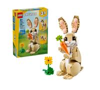 Lego creator 3 in 1 31162 adorabile coniglio giocattolo, si trasforma in lama o in foca, animali da costruire per bambini 8+