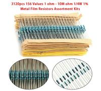 / 3120pcs 156 Valori 1 Ohm - 10M 1/4W 1% Metallo Film Resistori Assortimento Kit