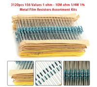 3120pcs 156 Valori 1 Ohm - 10M Ohm 1/4W 1% Metal-Film Resistori Assortimento Kit