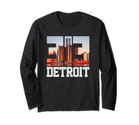 313 Detroit Michigan Codice Area Vintage Skyline USA Città Maglia a Manica