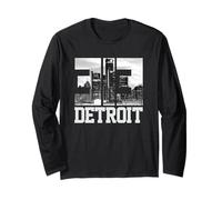 313 Detroit Michigan Codice Area Vintage Skyline USA Città Maglia a Manica
