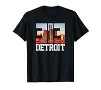 313 Detroit Michigan Codice Area Vintage Skyline USA Città Maglietta