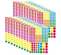 3140 Pezzi Adesivi Rotondi Autoadesivi,Bollini Adesivi Colorati,Etichette Adesive Colorate Stickers per Forniture per Ufficio a Casa,6 Colori,Tre Formati,20 Fogli