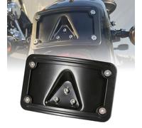 3148 Curved Laydown License Plate Mount with Frame Compatible with Harley Davidson 3 Hole Mount (Black)