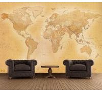 315x232cm Gigante Carta da Parati Fotografica Vecchio Stile Mappa Del Mondo per