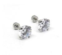 316 Acciaio inossidabile Quattro Inset Zircone Piccoli Orecchini Titanio Acciaio Orecchio Osso Monili, Misura unica, Acciaio inossidabile, Nessuna pietra preziosa